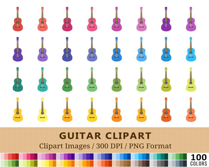 Guitar Clipart - 100 Colors