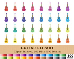 Guitar Clipart - 100 Colors