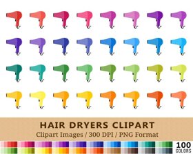 Hair Dryer Clipart - 100 Colors