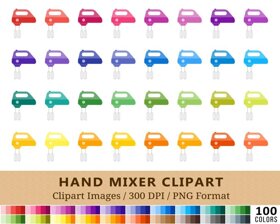 Hand Mixer Clipart - 100 Colors