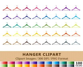 Clothes Hanger Clipart - 100 Colors