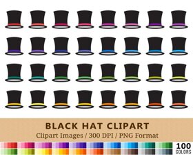 Black Magician Hat Clipart - 100 Colors