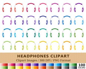 Headphones Clipart - 100 Colors