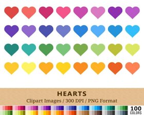 Hearts Clipart - 100 Colors