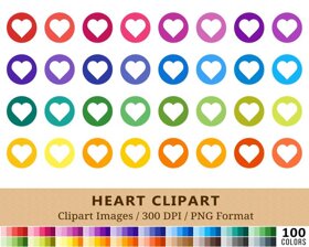 Valentine Hearts Clipart - 100 Colors