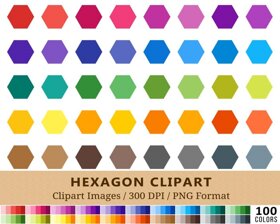 Hexagon Clipart - 100 Colors