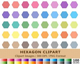 Tinted Hexagon Clipart - 100 Colors
