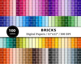 Bricks Digital Paper - 100 Colors